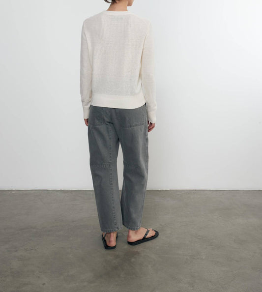 Enza Costa - LINEN OPEN KNIT CREWNECK SWEATER