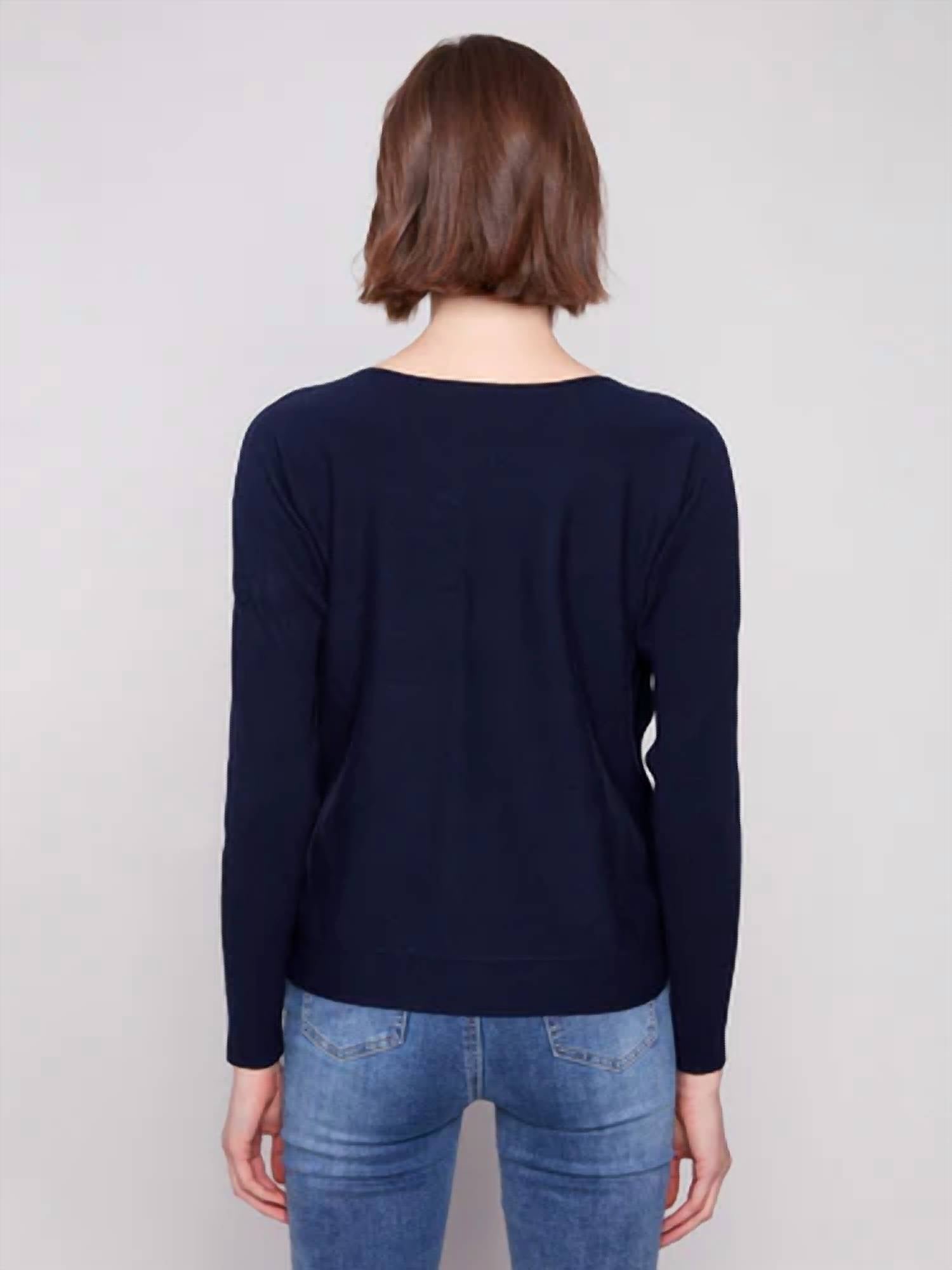 Charlie B - Boat Neck Side Buttons Sweater
