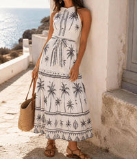 Little Secret Of Mine - Sleeveless Halter Neck Maxi Dress