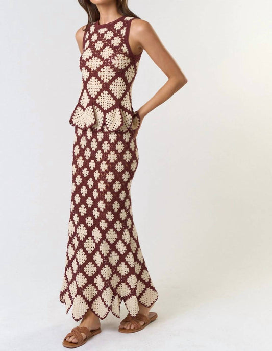 Lalavon - Crochet Tile Tank And Skirt Set