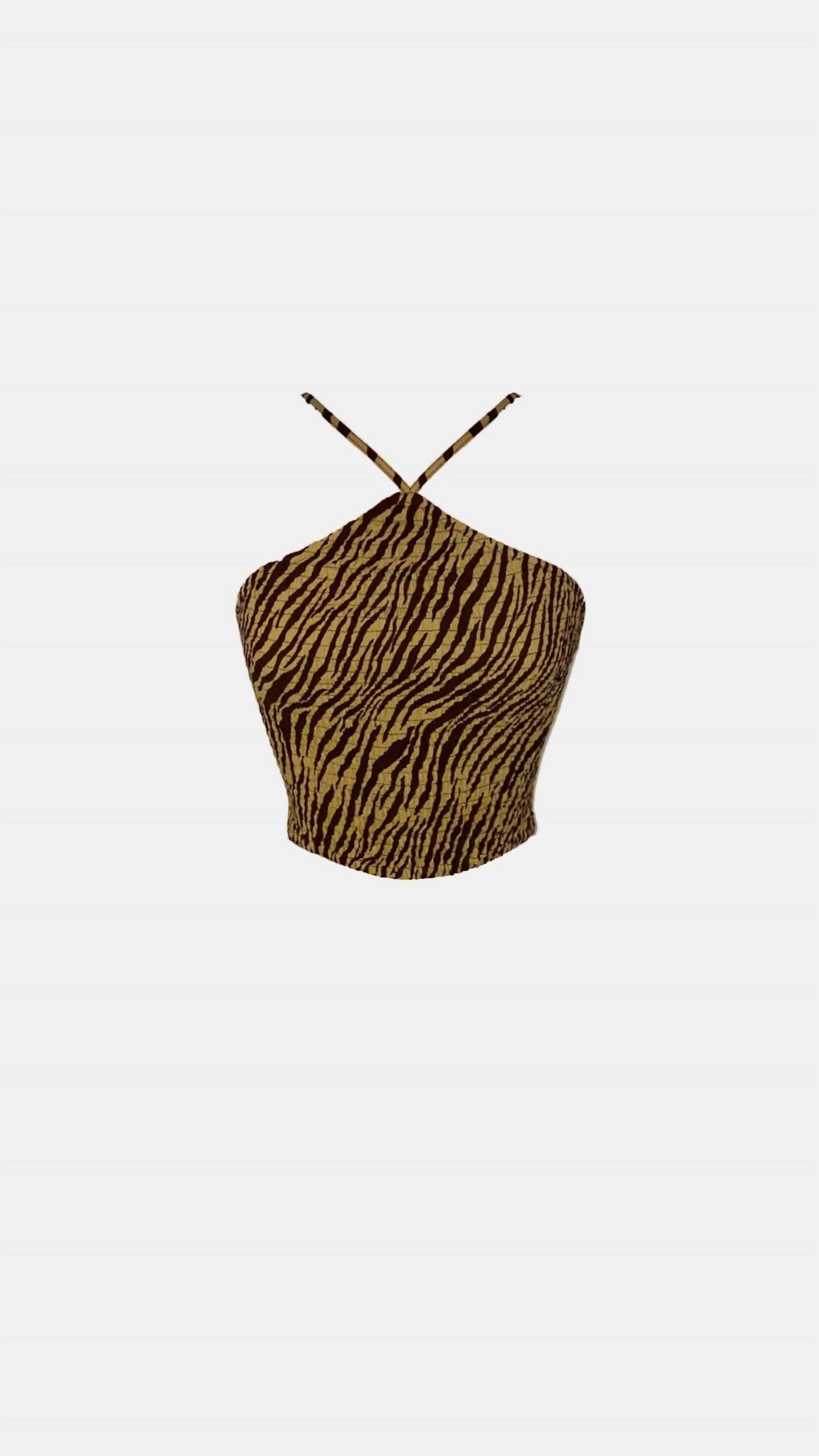 Lusana - Arlen Halter Smocked Crepe Top