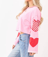 Day + Moon - Valentine Heart Patchwork Knit Top