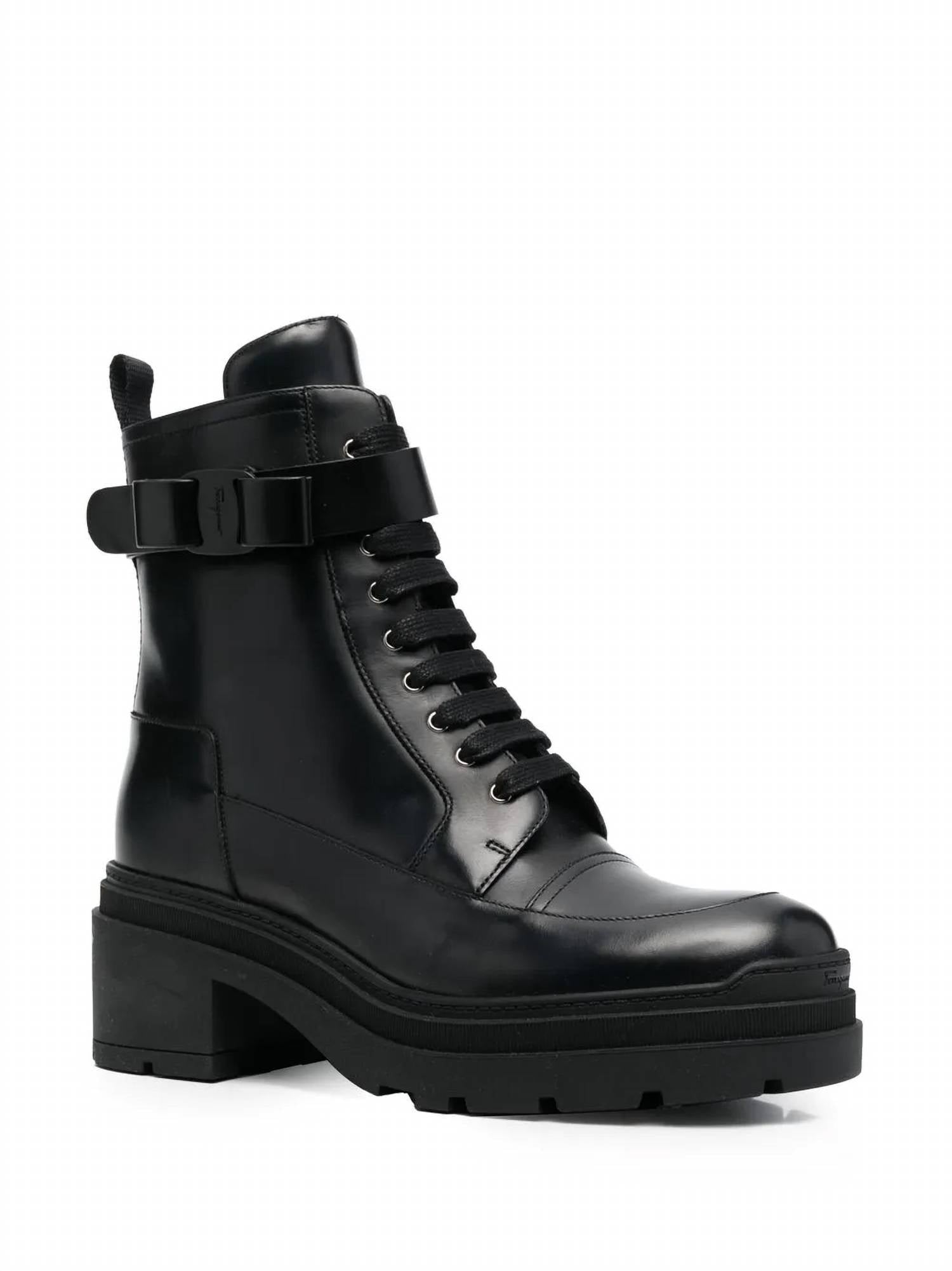 Salvatore Ferragamo - Women's Chunky Leather Biker Boots