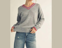 Jodifl - Drop Shoulder V-neck Sweater