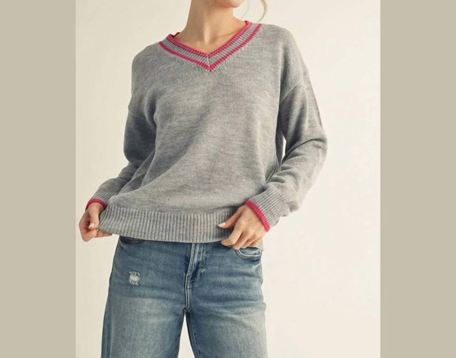 Jodifl - Drop Shoulder V-neck Sweater
