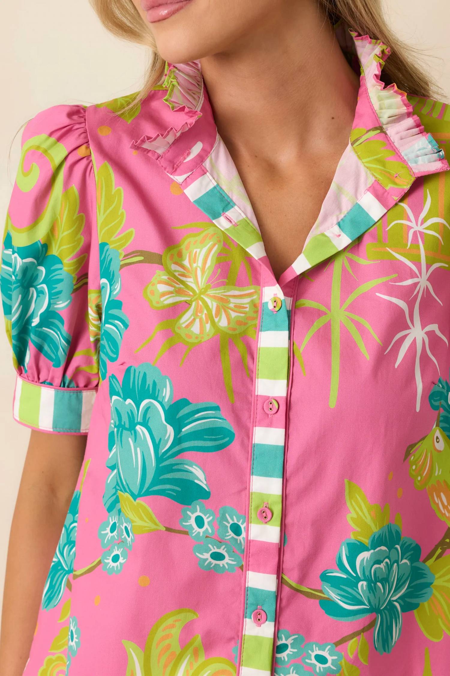 Prosperina - Tropical Button Up Top