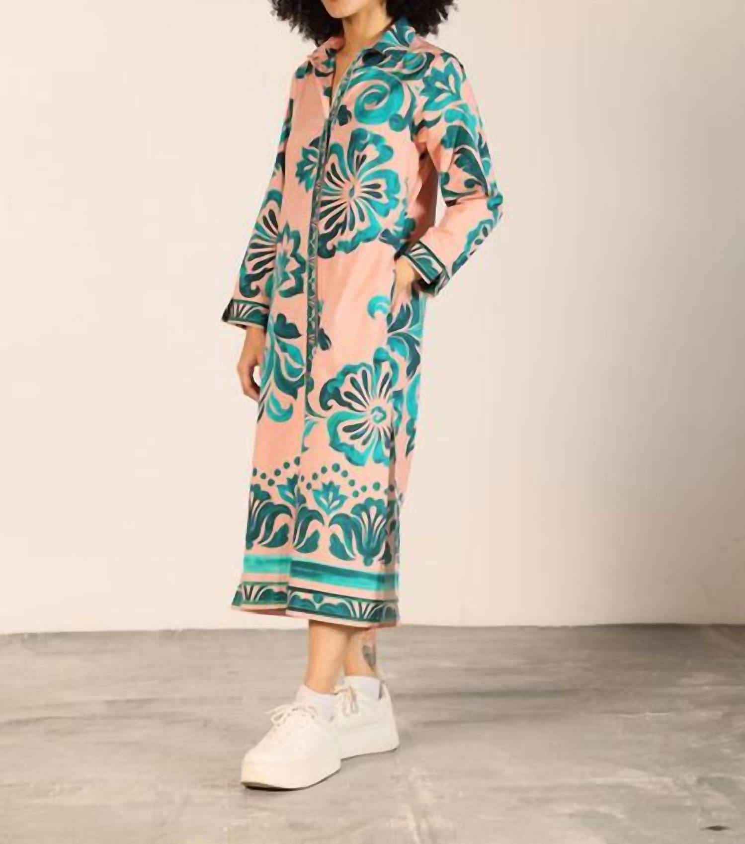maude vivante Eliza Dress in emerald blush - women's dress - detail view