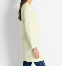 Nic + Zoe Tilia Textured Knit Statement Jacket in pistachio green and cream - women's jacket - view 4