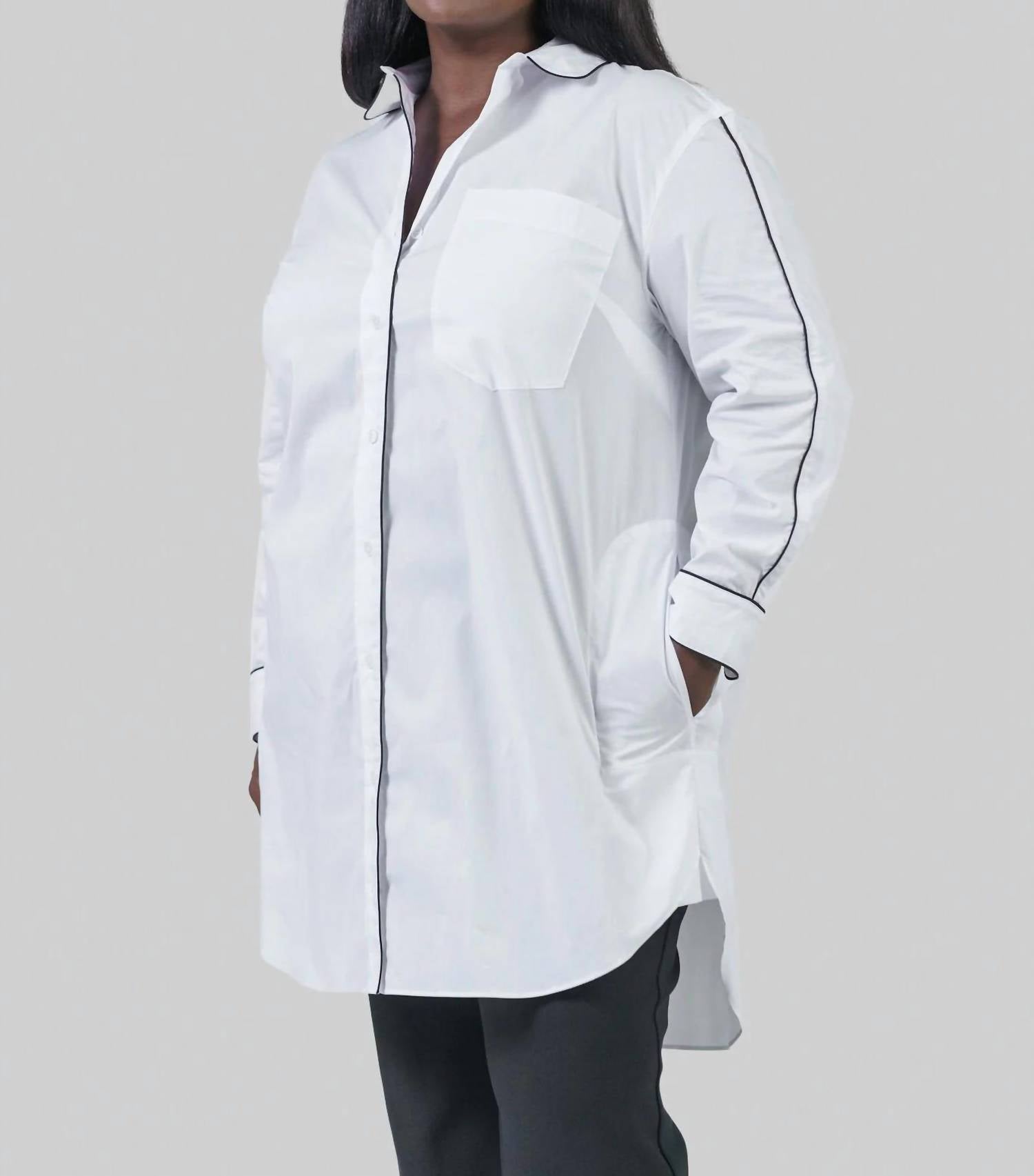 See Rose Go - Signature Piping Tunic Shirt - Plus