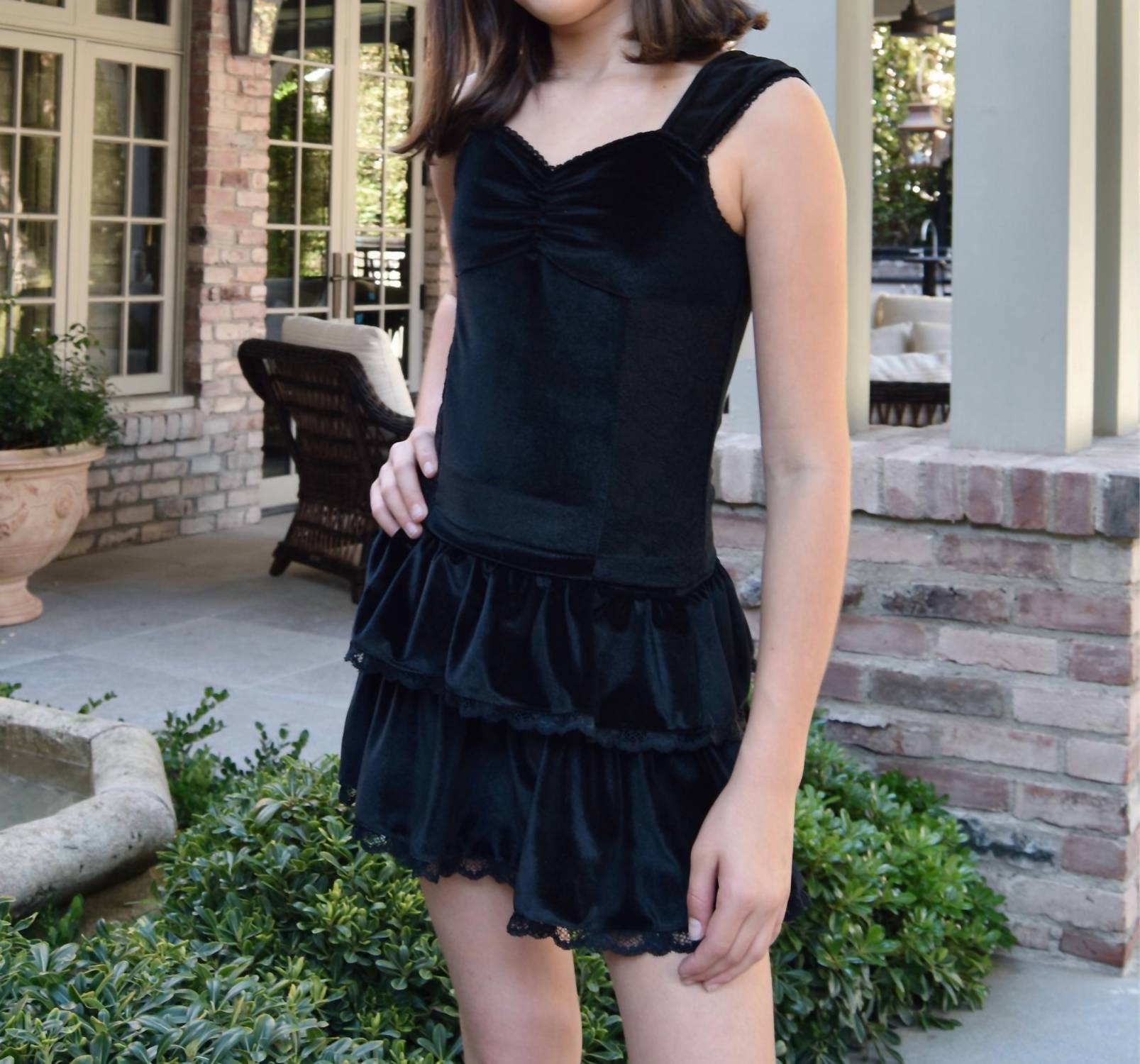 Flowers By Zoe - Girls Olympia Lace Velvet Skirt