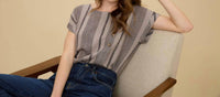 Blu Pepper - Stripe Cuff Sleeve Top