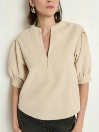 Nation LTD Emmett Crisp Collar Top in moonbeam - women's blouse