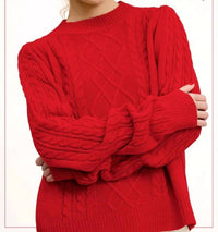 La Miel - Super Soft Ribbed Crew Neck Cable Knit Sweater