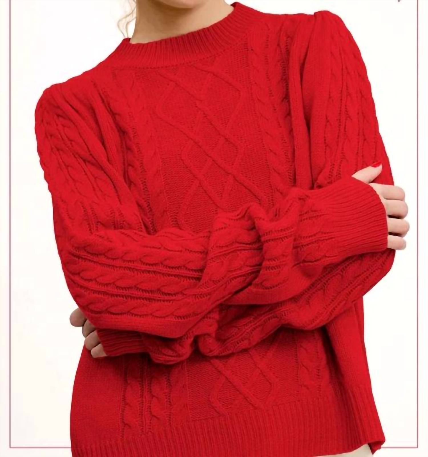 La Miel - Super Soft Ribbed Crew Neck Cable Knit Sweater