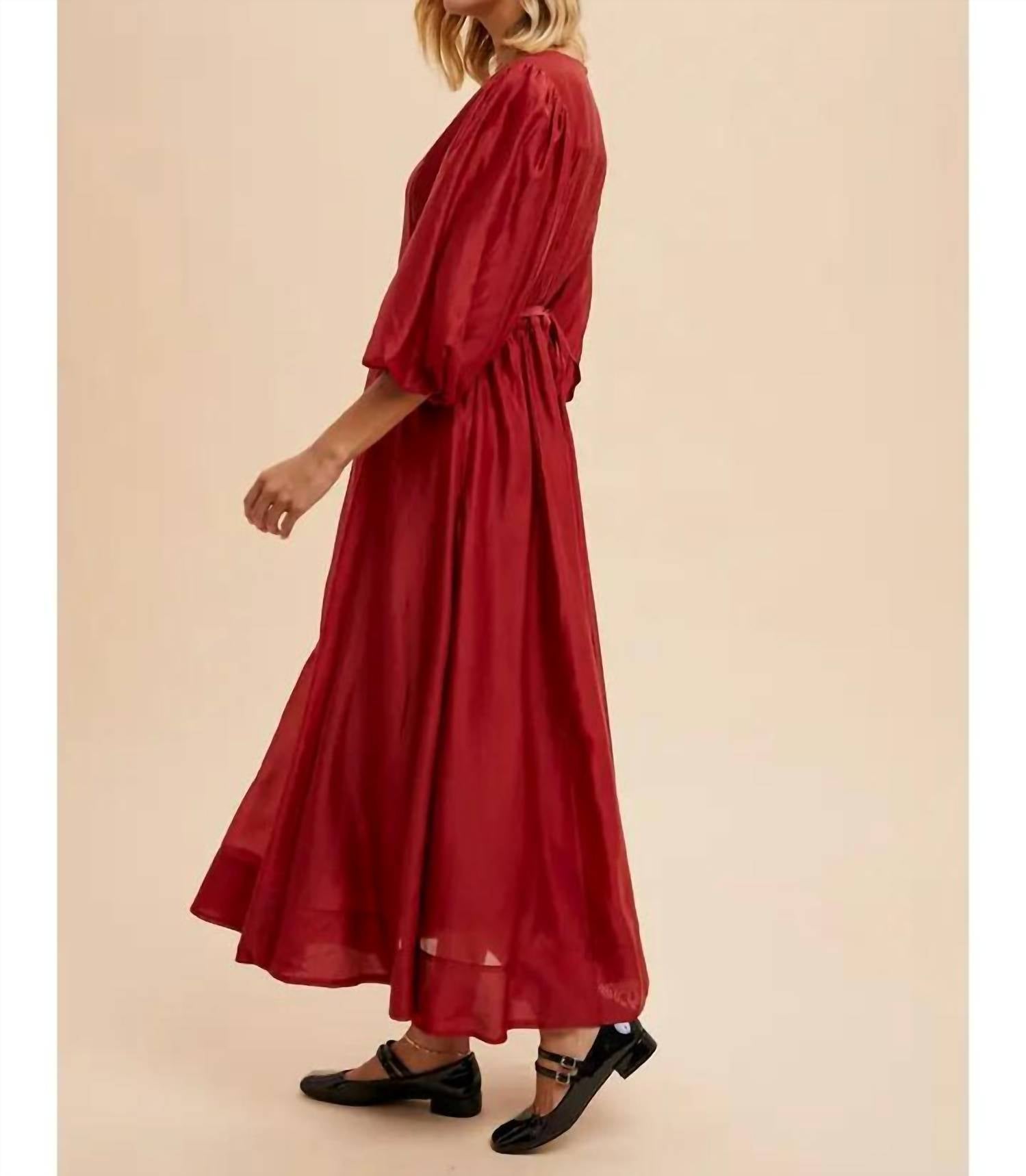 In-Loom - Tencel Fit and Flare Puff Sleeve Dress
