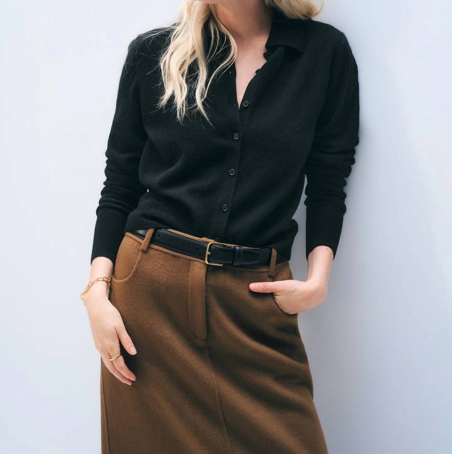 White + Warren - Cashmere Collared Cardigan