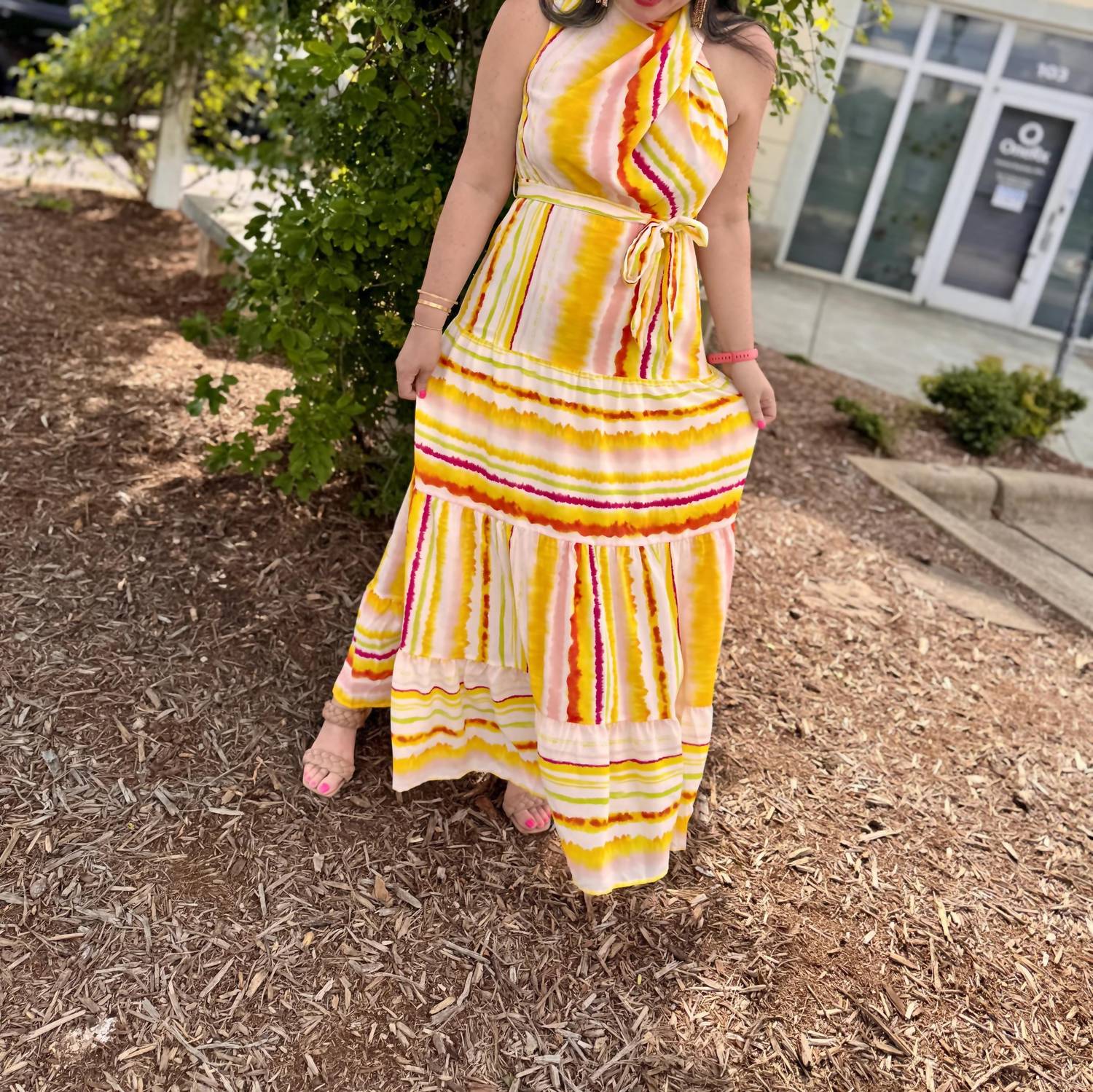 Entro - Print Sleeveless Tiered Maxi Dress