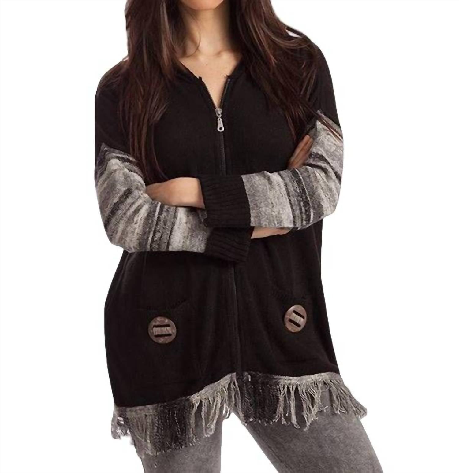 French Kyss - McKenna Zip Hoodie W/ Fringe