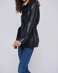 Gentle Fawn - Grenadine Faux Leather Belted Trench Jacket