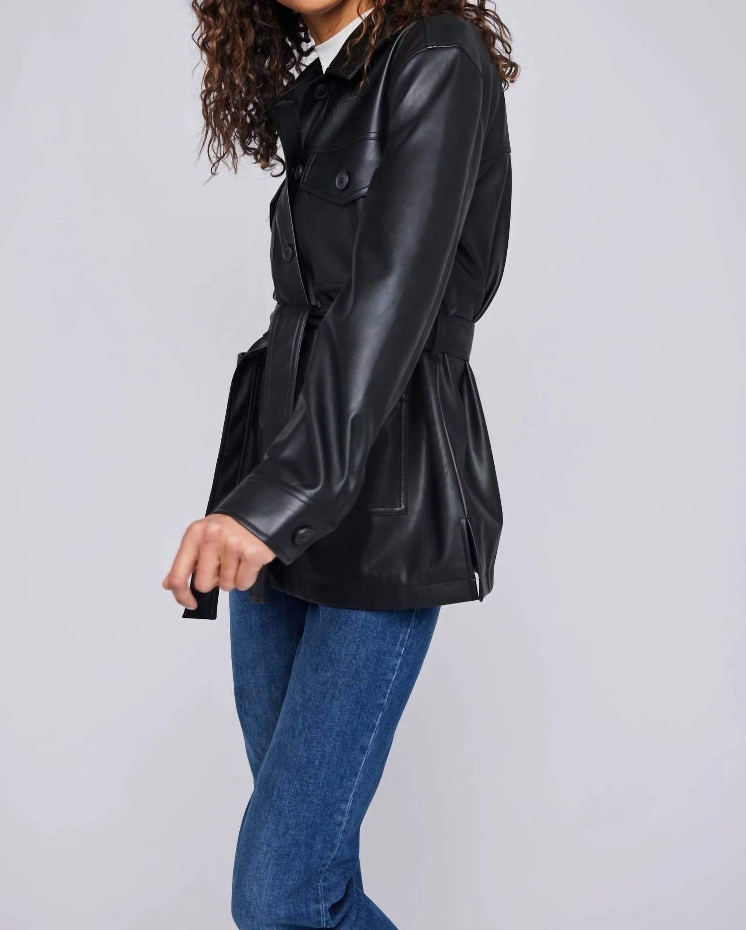 Gentle Fawn - Grenadine Faux Leather Belted Trench Jacket