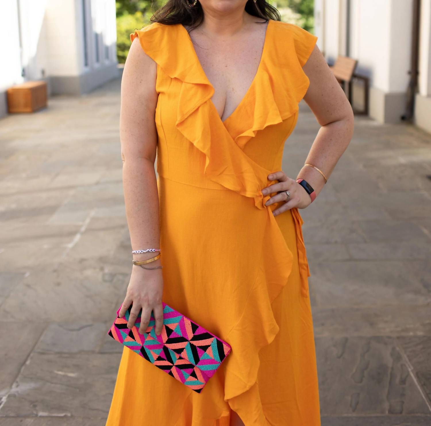 Apricot - Ruffle Wrap Hi-lo Dress