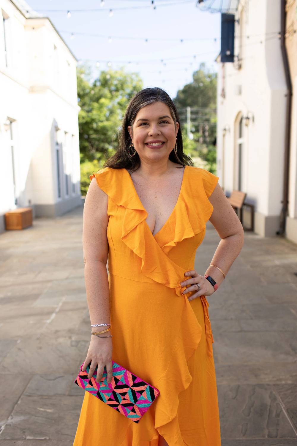 Apricot - Ruffle Wrap Hi-lo Dress