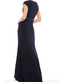 Mac Duggal - Beaded Waist Cap Sleeve Dress Gown