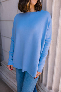 Free People Latte Blues Solid Thermal Top in dawn breeze - women's t-shirt - detail view