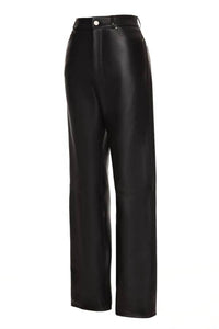 Astrid - Women's Faux Leather Straight Leg Pants