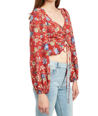 Emory Park - Lace Up Front Floral Top