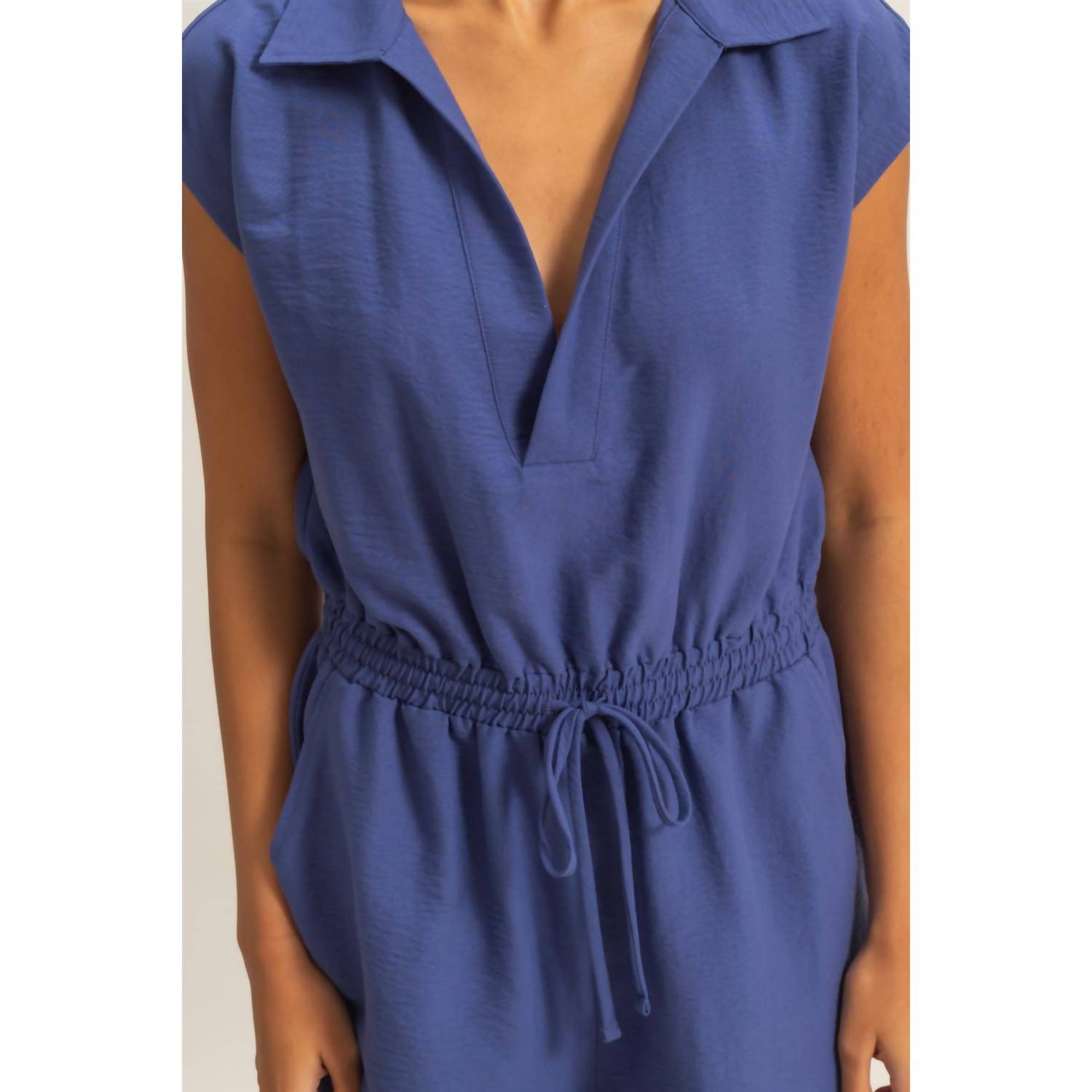 Hyfve - Collared Romper with Buttonless Placket