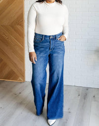 Judy Blue - Women's High Rise Tummy Control Retro Wide Leg Jeans