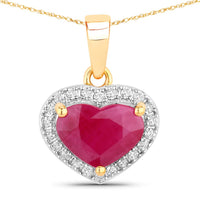 Diana M Jewels Women's Heart Natural Ruby Pendant Necklace (2.08 Ct) - Classic Plus in 14k yellow gold - women's jewelry