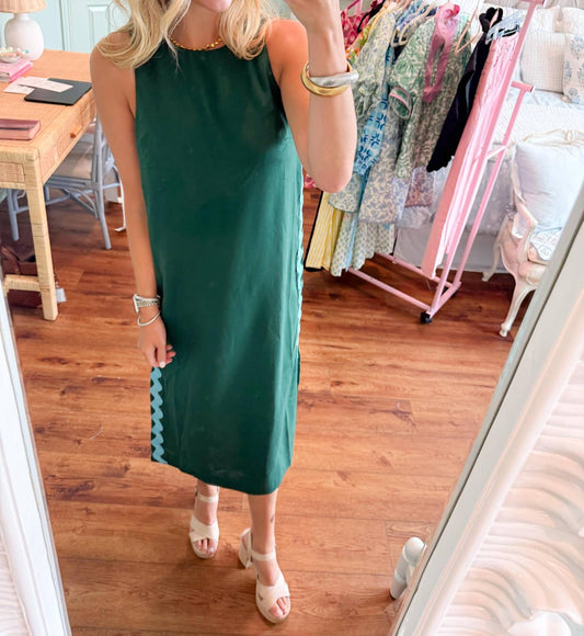 2.7 August Apparel - Emerald Ric Rac Midi Dress