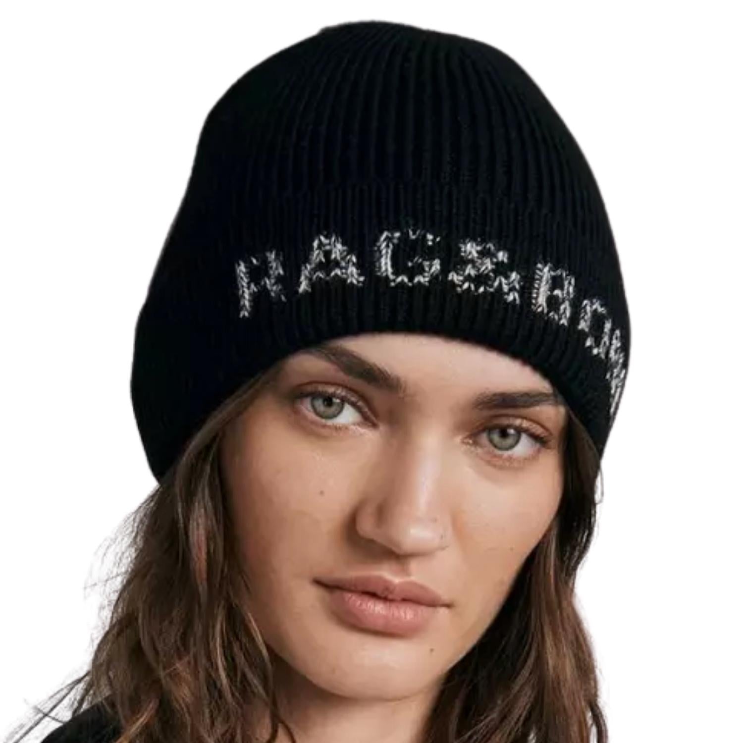 Rag & Bone Women's Margo Beanie in black multi - women's hat - detail view