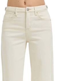 Risen - Dune High Rise Crop Wide Leg Denim Jeans