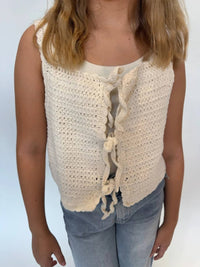 Romi The Brand Girls' Azure Crochet Tank in white - kids' tank top - alternate view