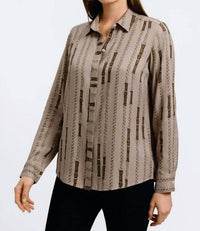 Foxcroft Luna Chain Print Shirt in beige - women's shirt