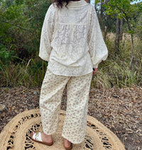 Stitch & Co. - Lace Eyelet Accent Long Sleeve Blouse