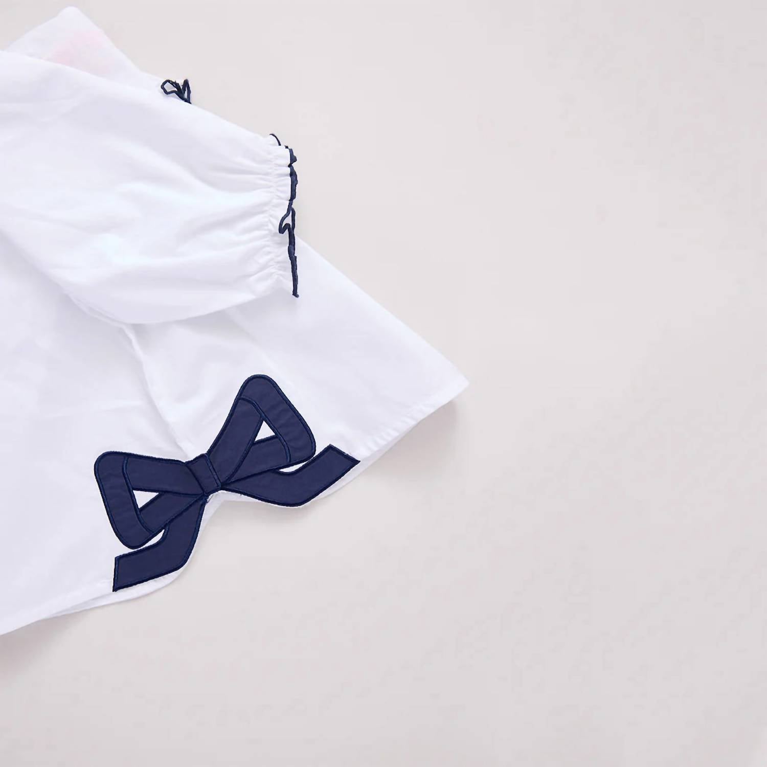PINK CHICKEN Dana Bow Top in white - kids' blouse - alternate view