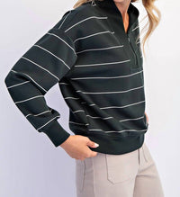 Rae Mode - Scuba Stripe V-neck Jacket - Plus