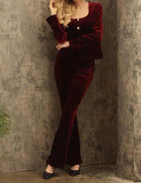Joseph Ribkoff - Velvet Pull On Flared Pants