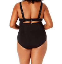 Anne Cole Underwire Surplice One Piece Swimsuit in black - women's swimwear - detail view
