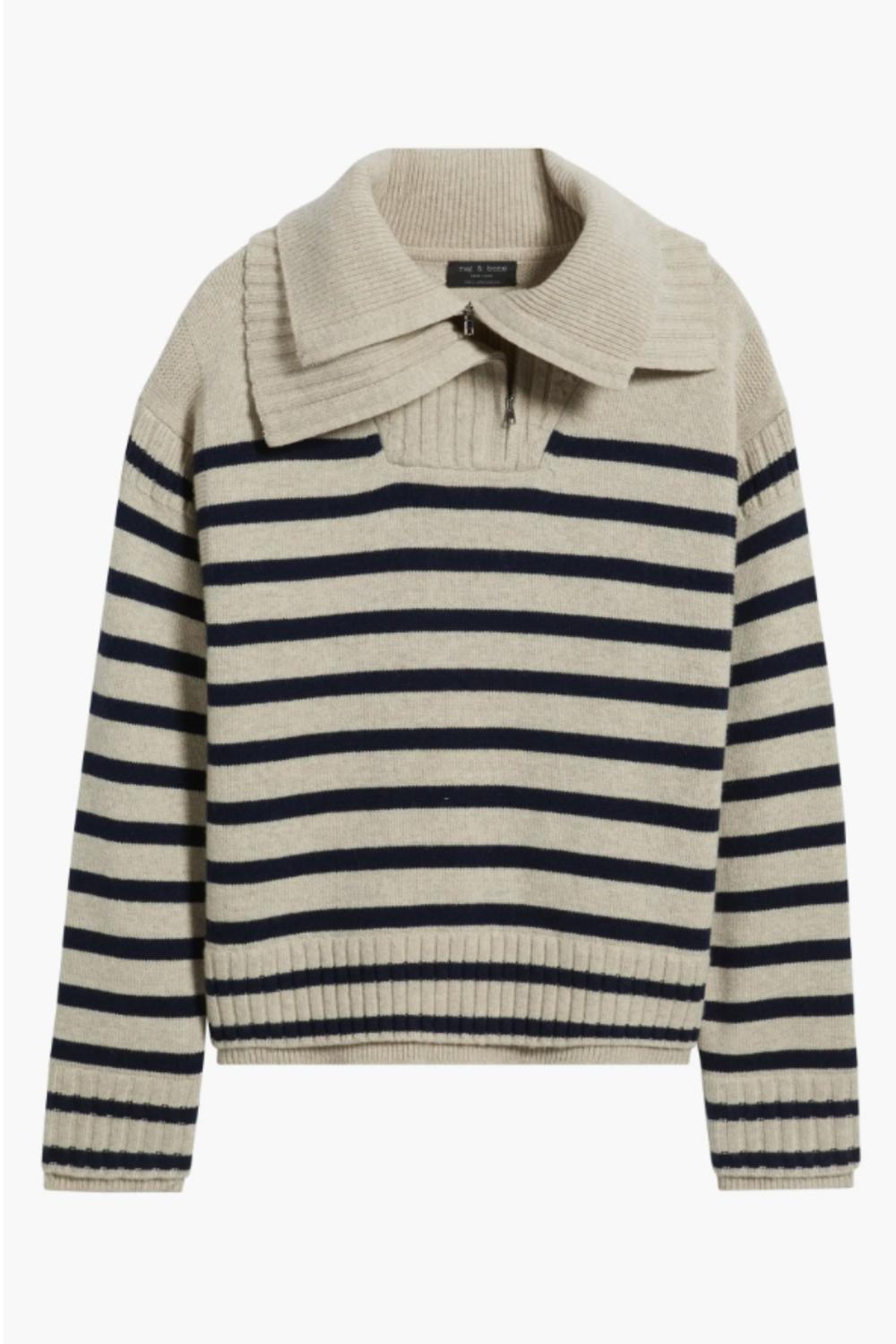 Rag & Bone - Ilaria Stripe Half Zip Sweater