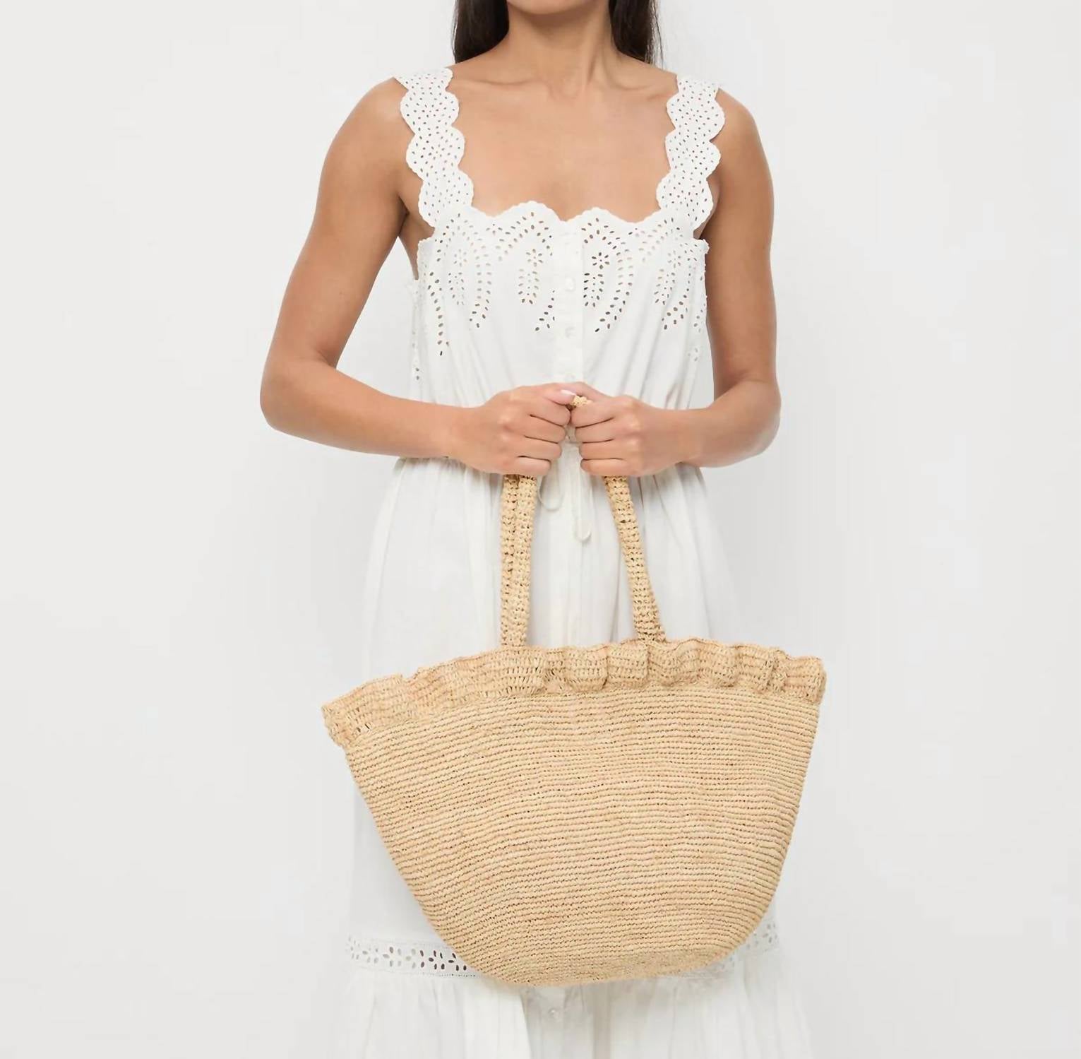 Loeffler Randall - Women's Cyrus Ruffled Woven Tote Bag