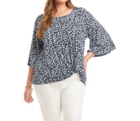 Karen Kane Flare Sleeve Pick-up Top - Plus in print - women's blouse