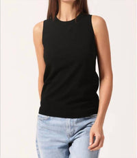 Minnie Rose Viscose Crew Tank in black - women's tank top