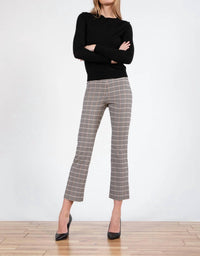 Avenue Montaigne Leo Cropped Flare Pants in check - women's pants