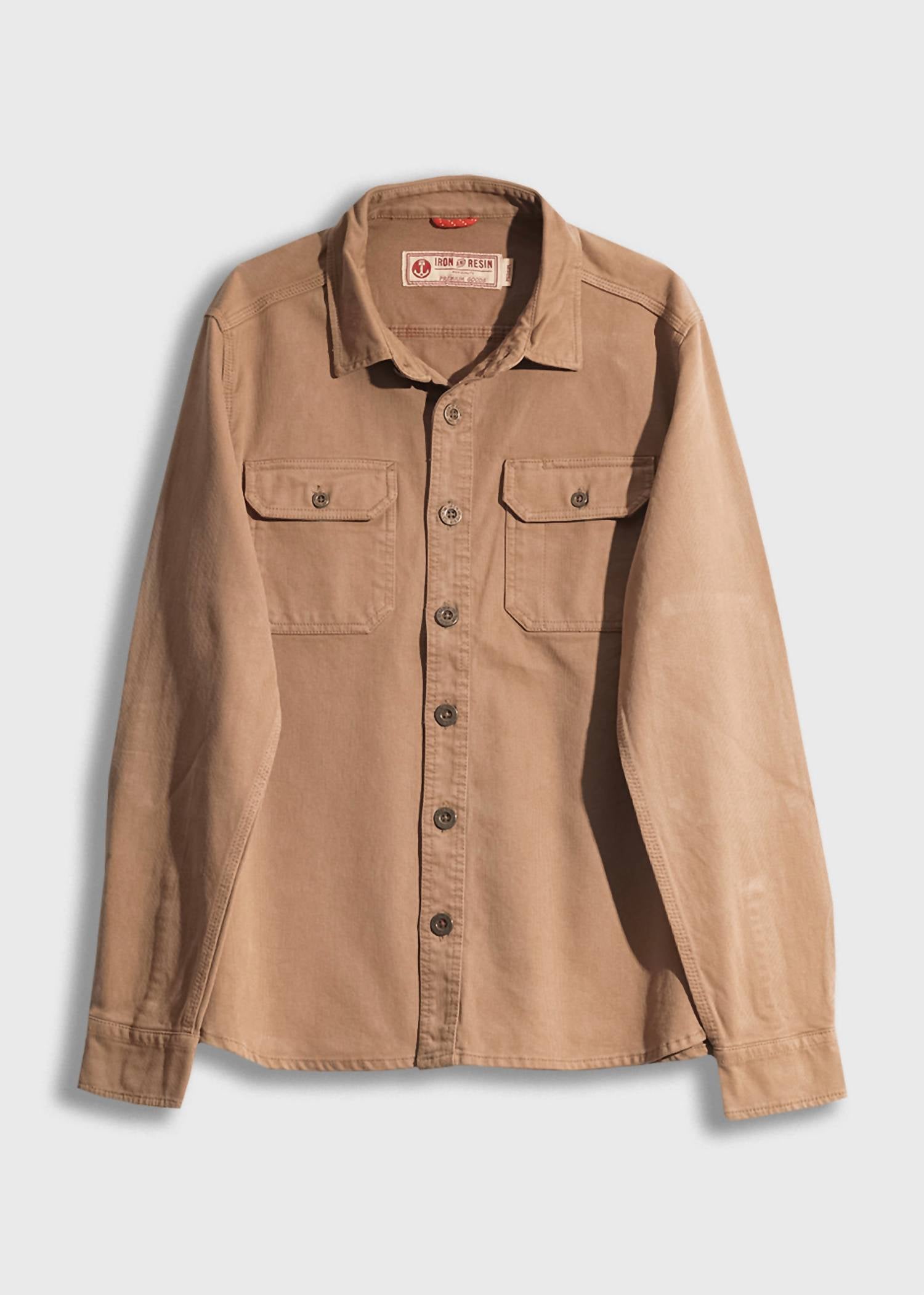 Iron & Resin Men's Journeyman Flex Shirt in khaki - men's shirt