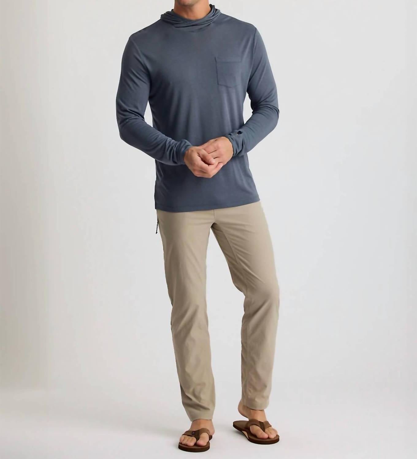 FREE FLY Bamboo Lightweight Hoodie in storm cloud - men's shirt